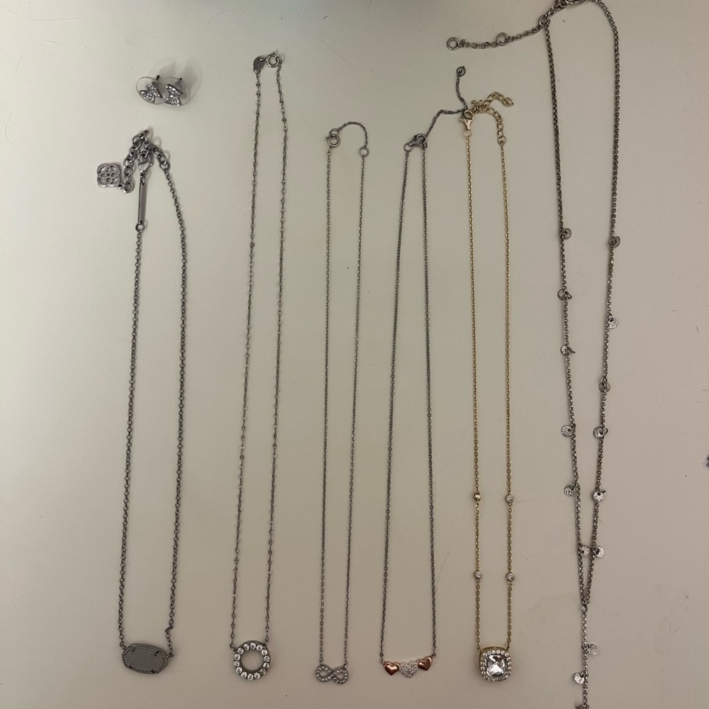 Elegant Sterling Silver Necklace Set + Butterfly Studs